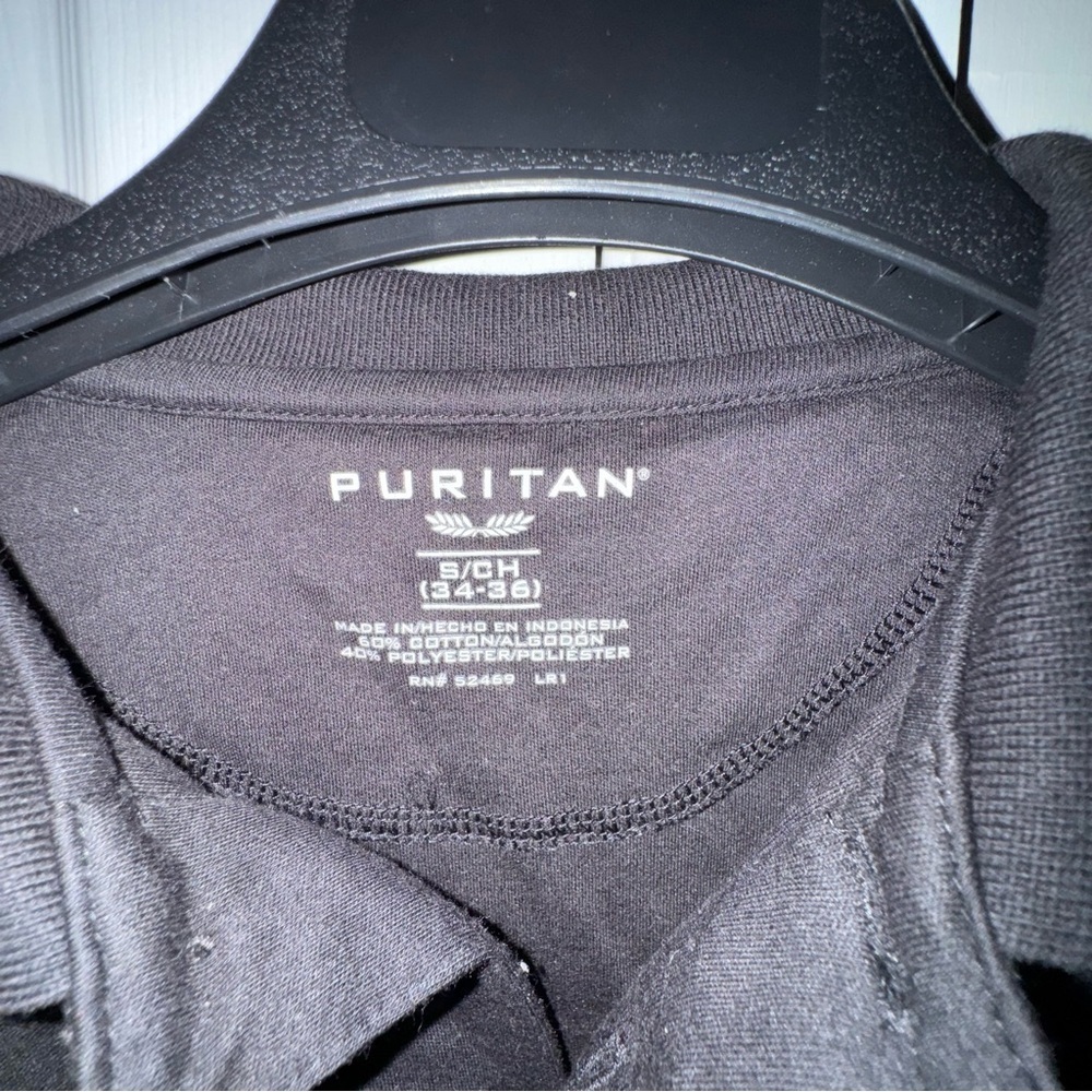 NWT Puritan Long Sleeve Polo Shirt Mens Small 34-36 Black Cotton Blend Basic Top - Picture 7 of 10